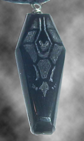Tiny Obsidian Coffin Pendant